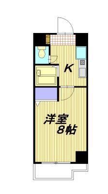 ジョバネ藤原(1K/6階)の間取り写真