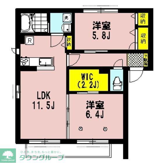 リヴェールコートC(2LDK/1階)の間取り写真