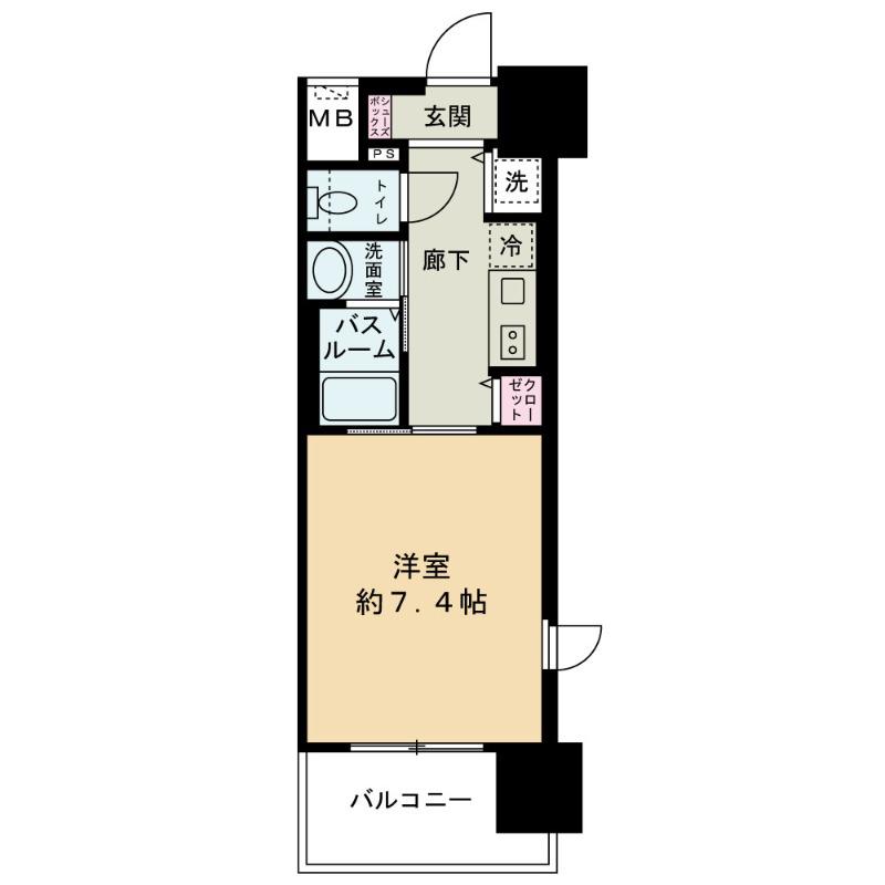 レジデンス南森町(1K/8階)の間取り写真