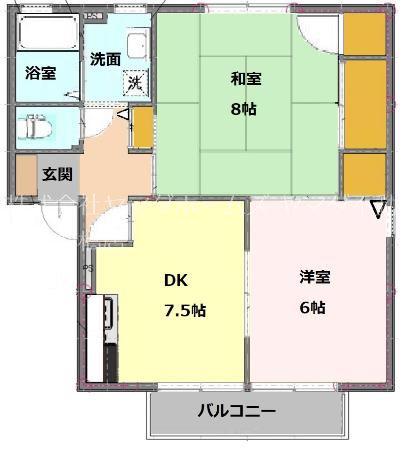 スリーゼ(2DK/2階)の間取り写真