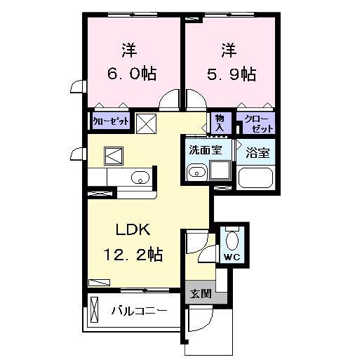 アプリコット(2LDK/1階)の間取り写真