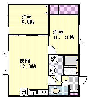 ハウスクリークスリー(2LDK/2階)の間取り写真