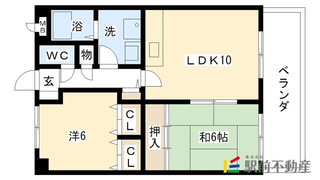 アネックスけやき通(2LDK/3階)の間取り写真