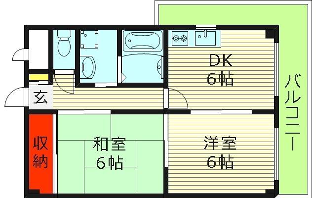 エクセルヤマモト(2DK/2階)の間取り写真
