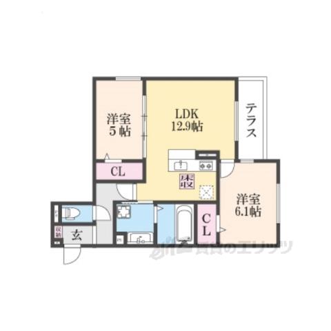 VENTCLAIR(2LDK/1階)の間取り写真