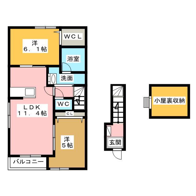 ミルトハーモニーA・B(2LDK/2階)の間取り写真