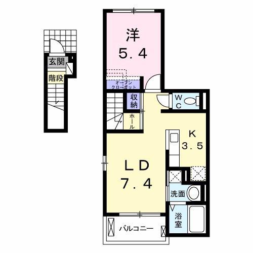 エレガント郡山 II(1LDK/2階)の間取り写真