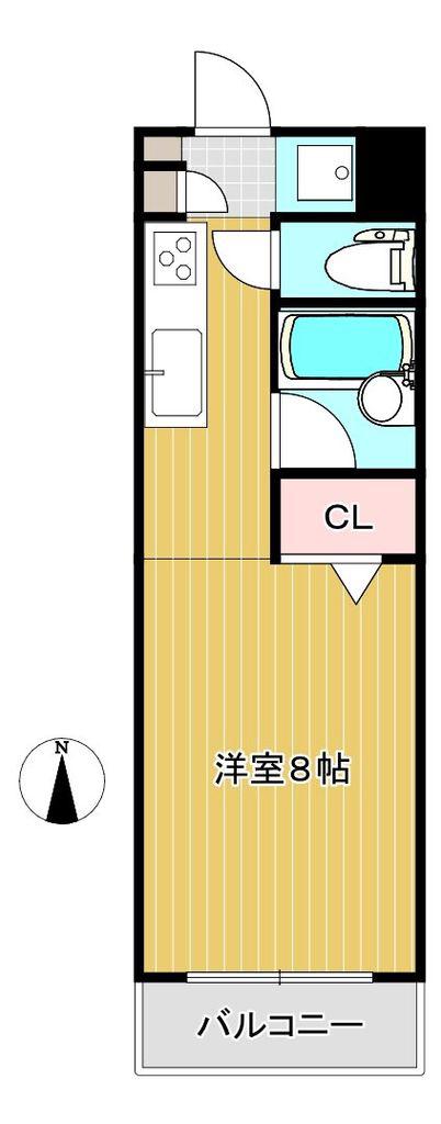 カーサ第三宇喜田5号棟(1K/3階)の間取り写真