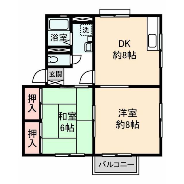 シティハイムパークヒルズA(2DK/2階)の間取り写真