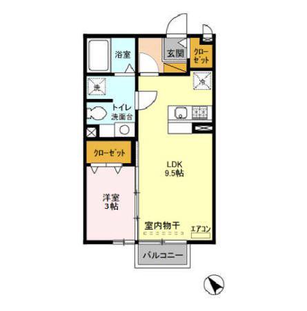アメージングAB(1LDK/2階)の間取り写真