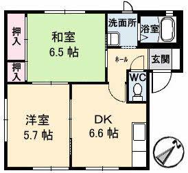 サントークC棟(2DK/1階)の間取り写真