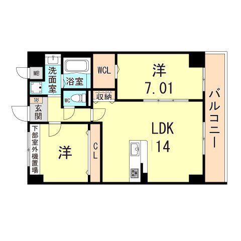 GROOVE上甲子園(2LDK/4階)の間取り写真