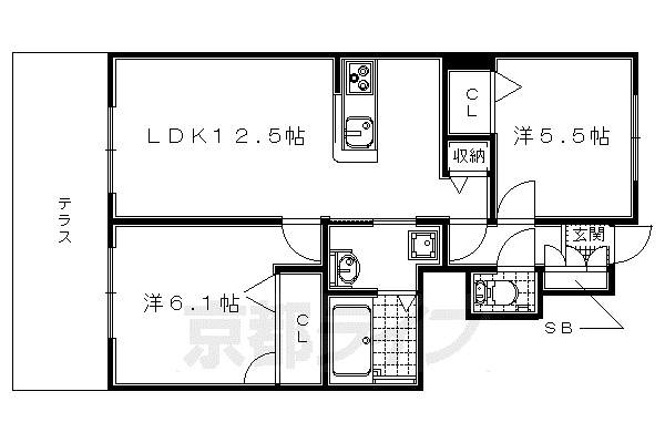 シャーメゾン富野荘(2LDK/1階)の間取り写真
