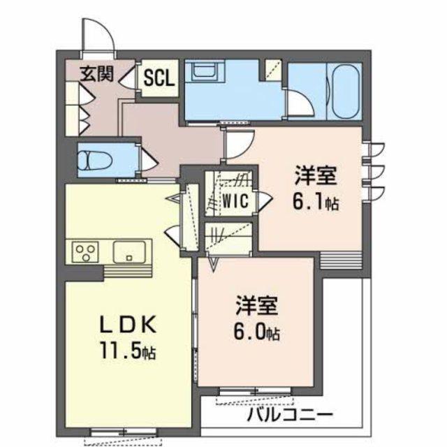 サウスERN LINO(2LDK/2階)の間取り写真