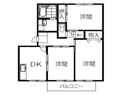 ハートホーム山本A棟(3DK/1階)の間取り写真