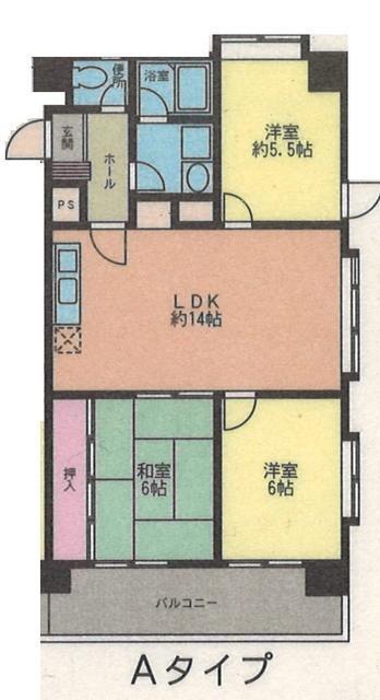 シャトー大沼II(3LDK/2階)の間取り写真