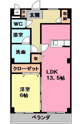 ベアフィールド(1LDK/4階)の間取り写真
