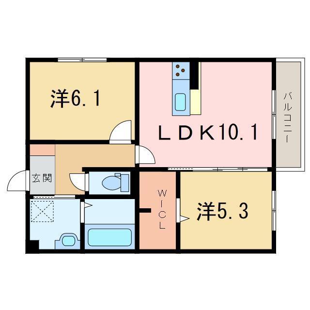 リベルテ上泉(2LDK/1階)の間取り写真