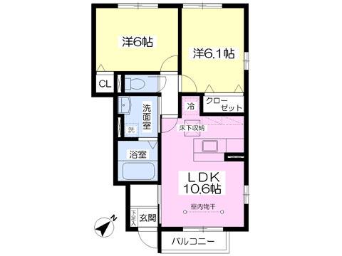 ベル・プラージュ(2LDK/1階)の間取り写真