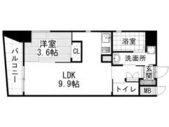 MGA城内(1LDK/9階)の間取り写真