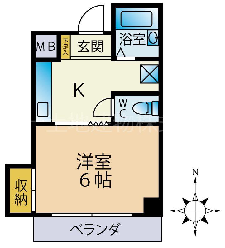 ポポロビル(1K/1階)の間取り写真