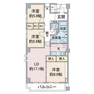 アネシス小幡(3LDK/3階)の間取り写真
