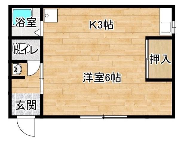 横尾ハイツB棟(ワンルーム/1階)の間取り写真
