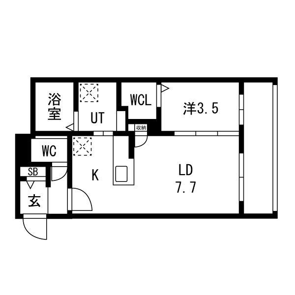 NUVOLA麻生(1LDK/1階)の間取り写真