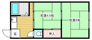 ハイツ守山(2K/1階)の間取り写真