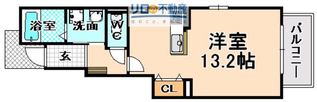 アウローラ松風(1K/1階)の間取り写真