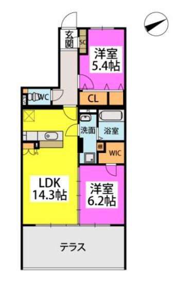 ステラガーデン(2LDK/1階)の間取り写真