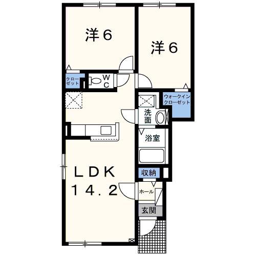 メゾン・ド・クレール(2LDK/1階)の間取り写真