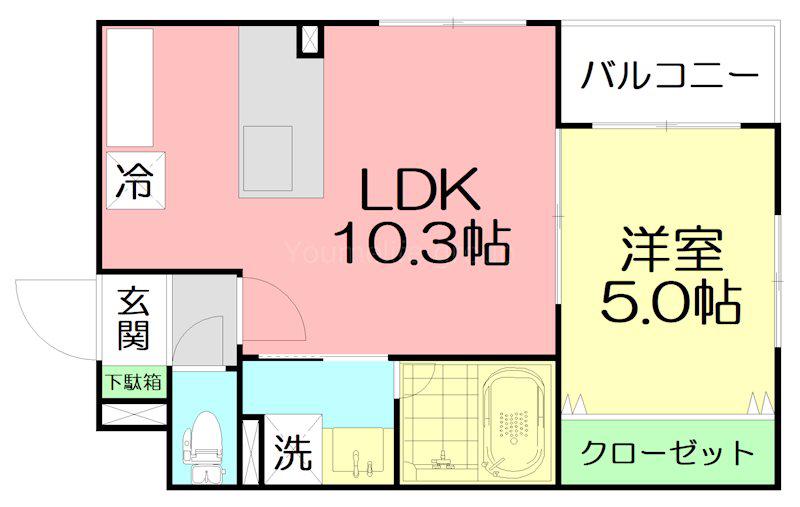 PARKLANE八松(1LDK/2階)の間取り写真