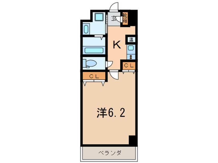 ポコアポコ芦屋(1K/2階)の間取り写真