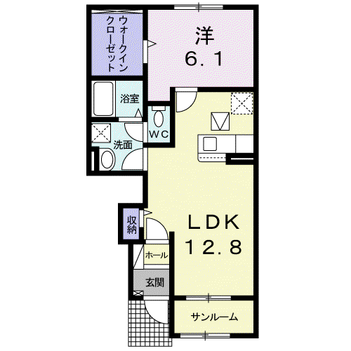 カーサ・ラフィネ(1LDK/1階)の間取り写真
