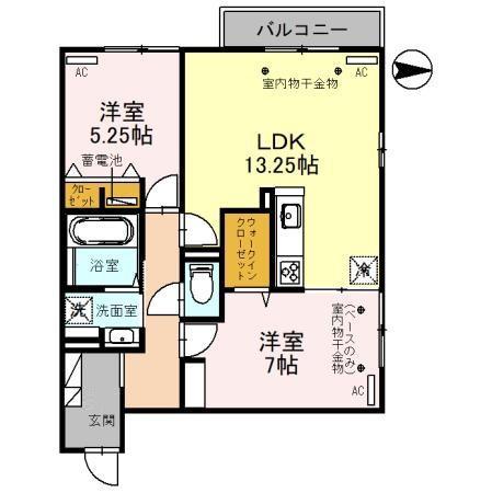 ブラン シャレム(2LDK/2階)の間取り写真