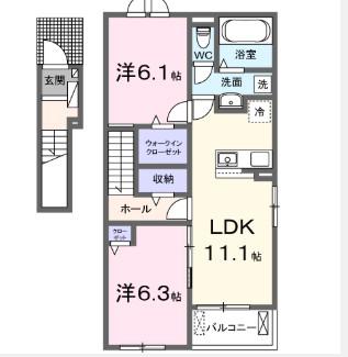 サンセールIX B(2LDK/2階)の間取り写真