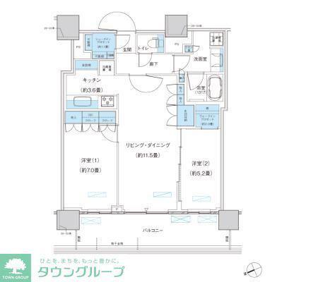 パークシティ柏の葉キャンパス ザ・ゲートタワー ウエスト(2LDK/20階)の間取り写真