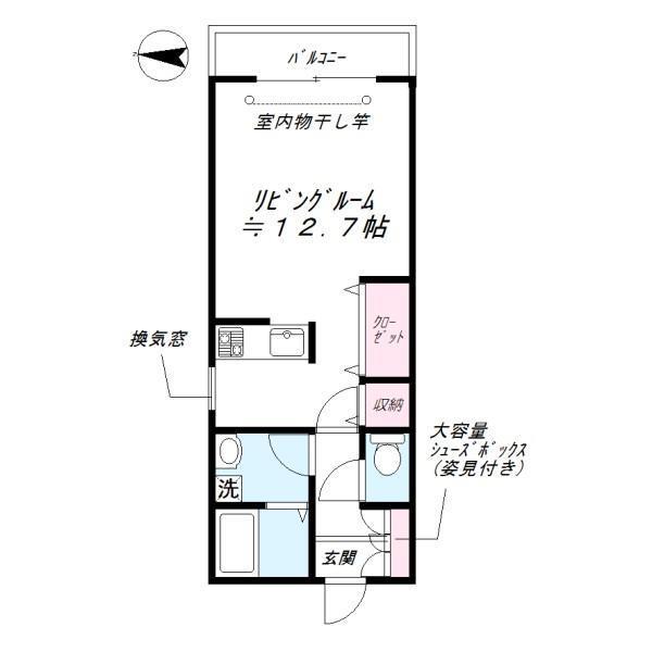 パフィオペディルム(ワンルーム/1階)の間取り写真