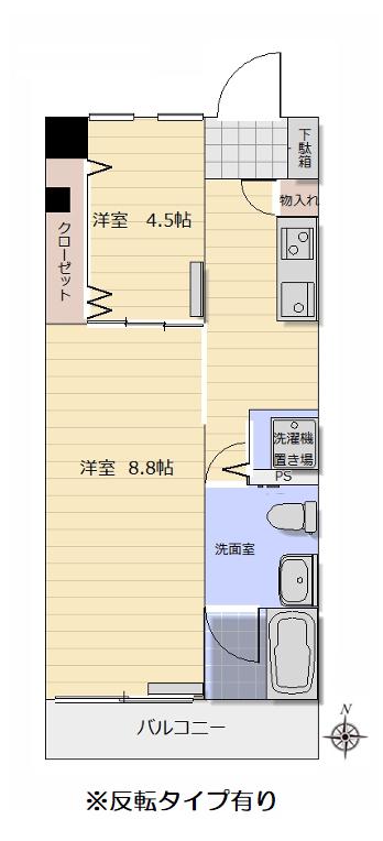 グランドフィオーレ春日町(1LDK/3階)の間取り写真