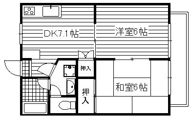 フローラ博多南I・II(2DK/1階)の間取り写真