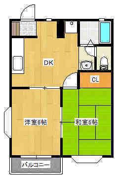 A FLATS(2DK/2階)の間取り写真