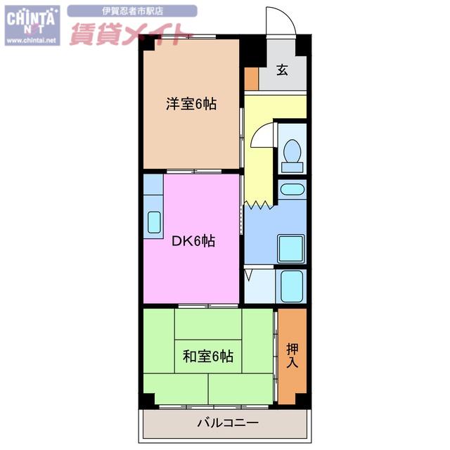 フラット立石A(2DK/2階)の間取り写真