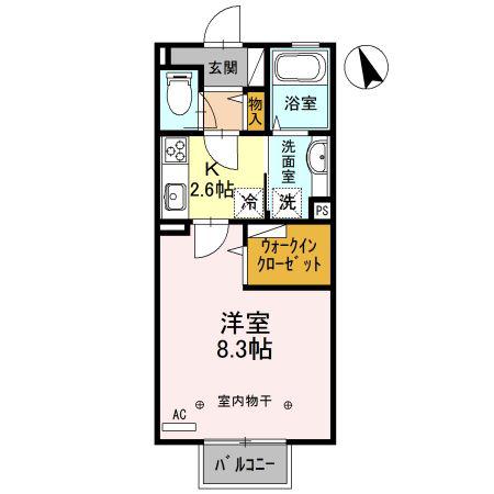 ショコラ ガーデン(1K/2階)の間取り写真