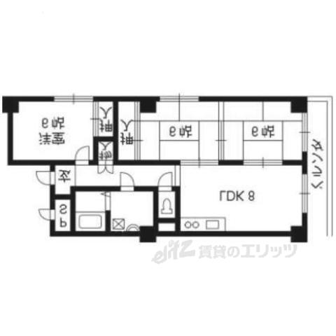 ロイヤルコーポ洛南(3LDK/6階)の間取り写真