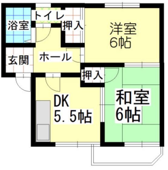 レジデンスあずま(2DK/1階)の間取り写真