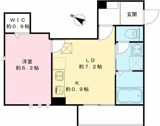カームコートK(1LDK/1階)の間取り写真