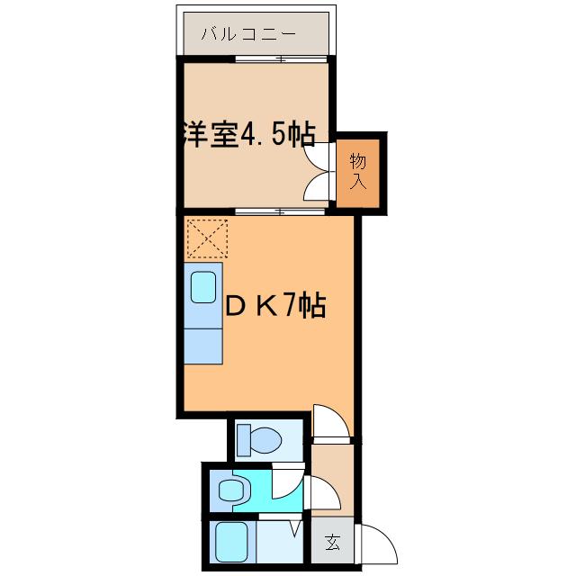 コーポフレンド(1DK/4階)の間取り写真