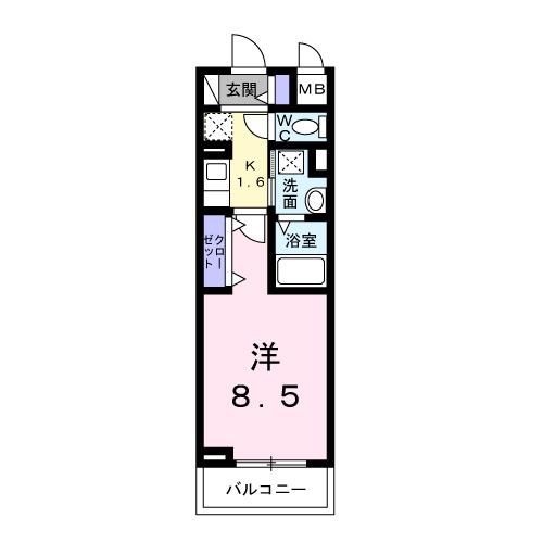 ヴェリーヌ(1K/3階)の間取り写真