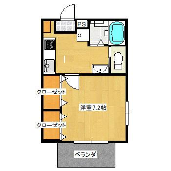 ヒルトップ大久保(1K/2階)の間取り写真